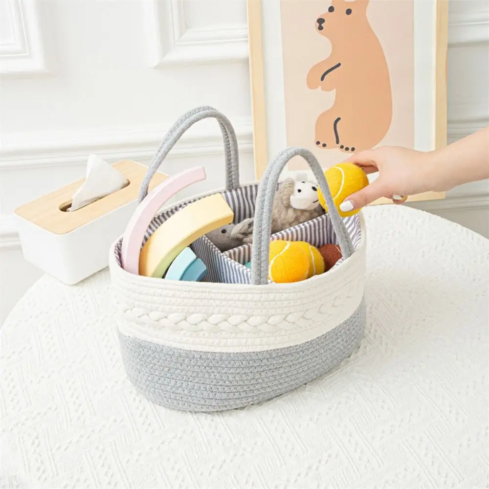 Multifunctional Baby Diaper Storage Basket Cotton Mommy Bag Rope Diaper Bag Nappy Bag Nursery Storage Bin Tote Bag Outdoor