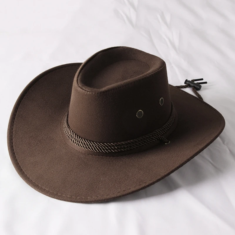 Fashion Western Cowboy Hat Wide Brim Solid Color Basin Hat All-match for Unisex Drop Shipping