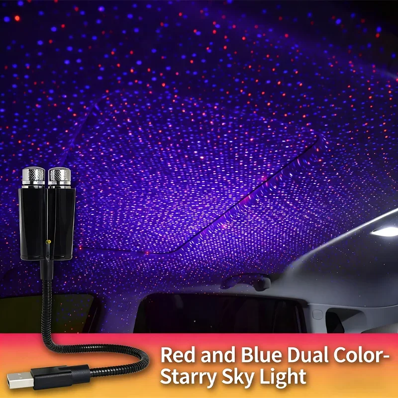 1pcs Car Interior Lights Roof Star Light USB LED Starry Atmosphere Projector Decoration Night Party Decor Galaxy Light