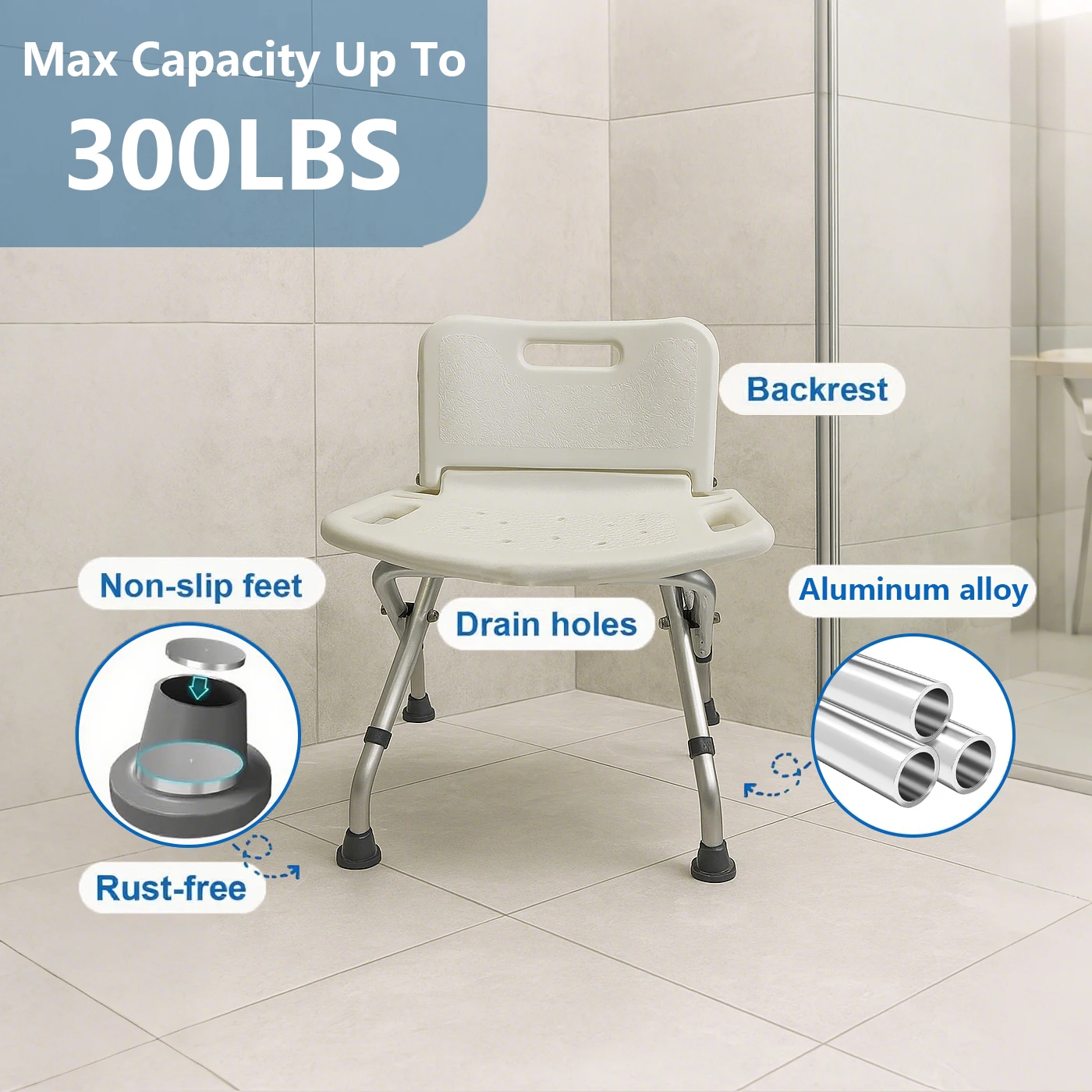 simplywalk Aluminum alloy 136KG bath shower chair foldable shower room Pregnant woman UKCA OEM ODM service