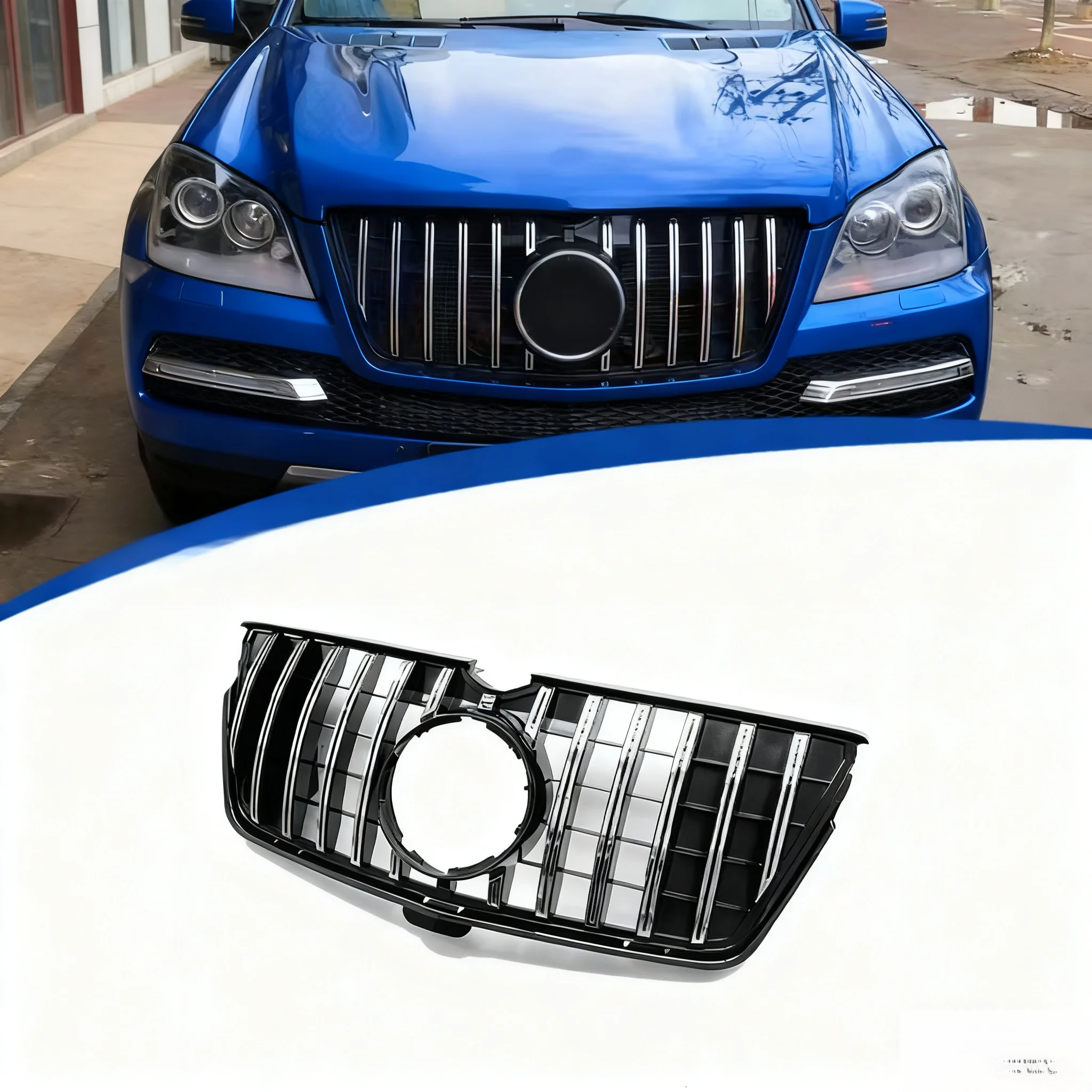 

Передняя решетка для Mercedes Benz GL Class X164 2010-2012 GL350 GL450 GL500 GL550 GT черный/серебристый автомобильный верхний бампер, сетка капота