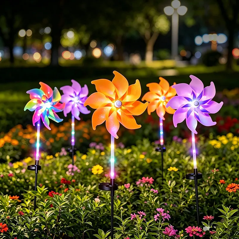 

Solar Windmill Garden Stake Lights, Colorful LED Pinwheel Solar Lights, Outdoor Decor for Patio Yard Lawn Pathway