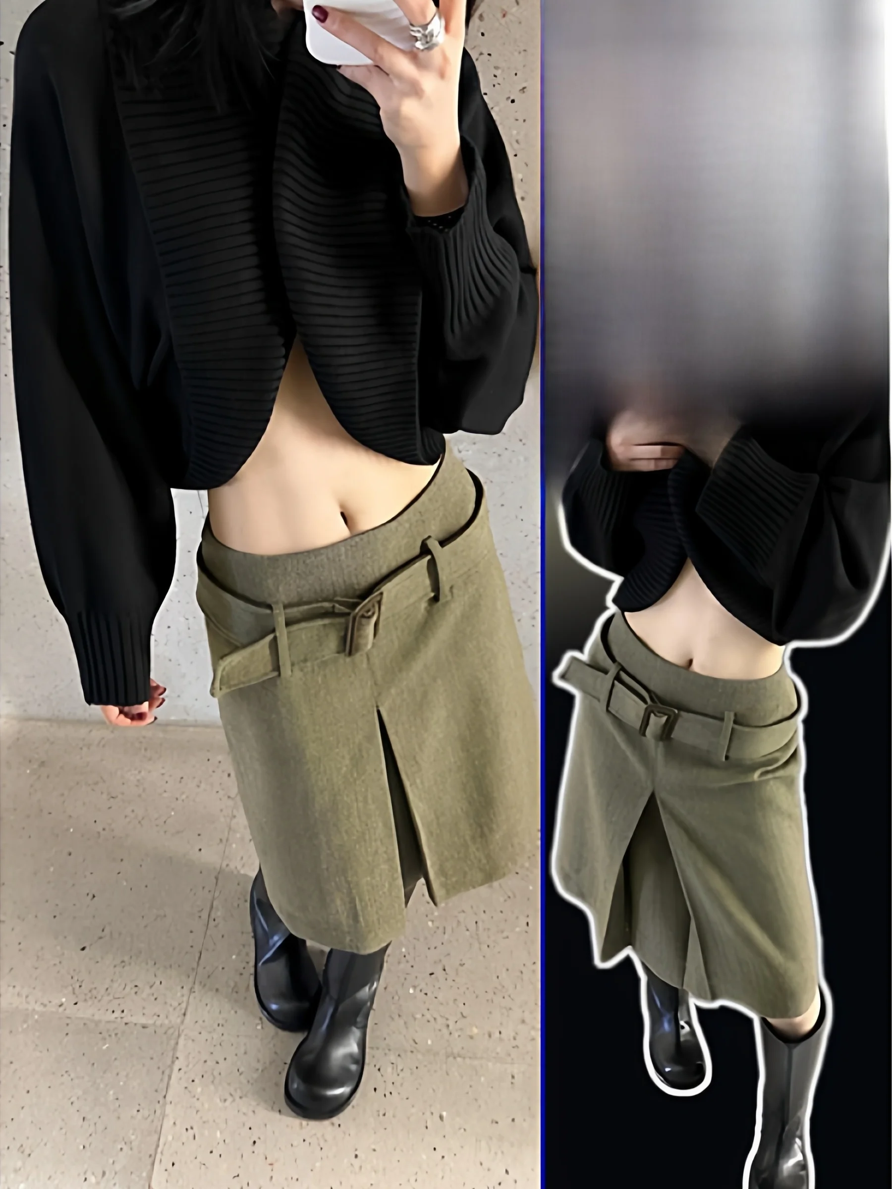 

Новая весенняя твидовая юбка миди для полных женщин, повседневная, с завышенной талией, А-силуэт, в стиле Sle Parkyeon