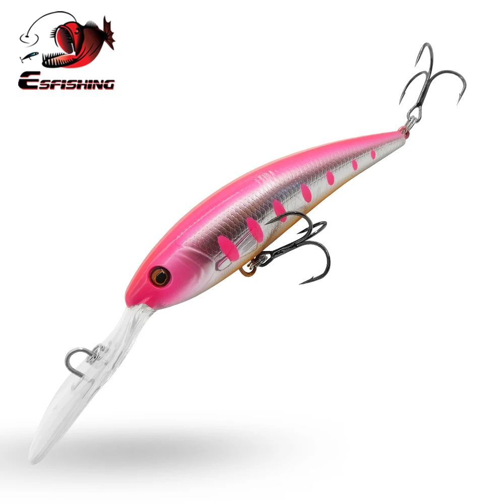 ESFISHING-Cebo duro para Pesca de Lucio, 90mm, 16g, profundidad de inmersión de 0-7,5 m, señuelos de plástico flotantes, Minnow, Wobble, Isca