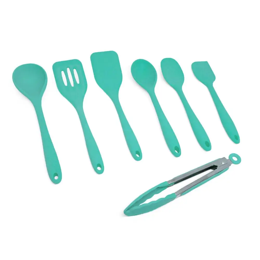 7 Pieces Green Silicone Utensils Kit-Oikos