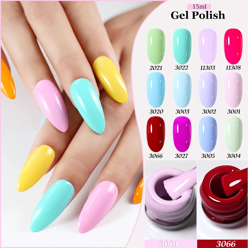 ยาทาเล็บเจล NAILCO 15 มล. ปราศจากสาร Hema และ TPO ยาทาเล็บกึ่งถาวร แบบลอกออกได้ ใช้กับหลอดไฟ UV/LED ขนาด 15 มล. พร้อมเบสโค้ทและท็อปโค้ท