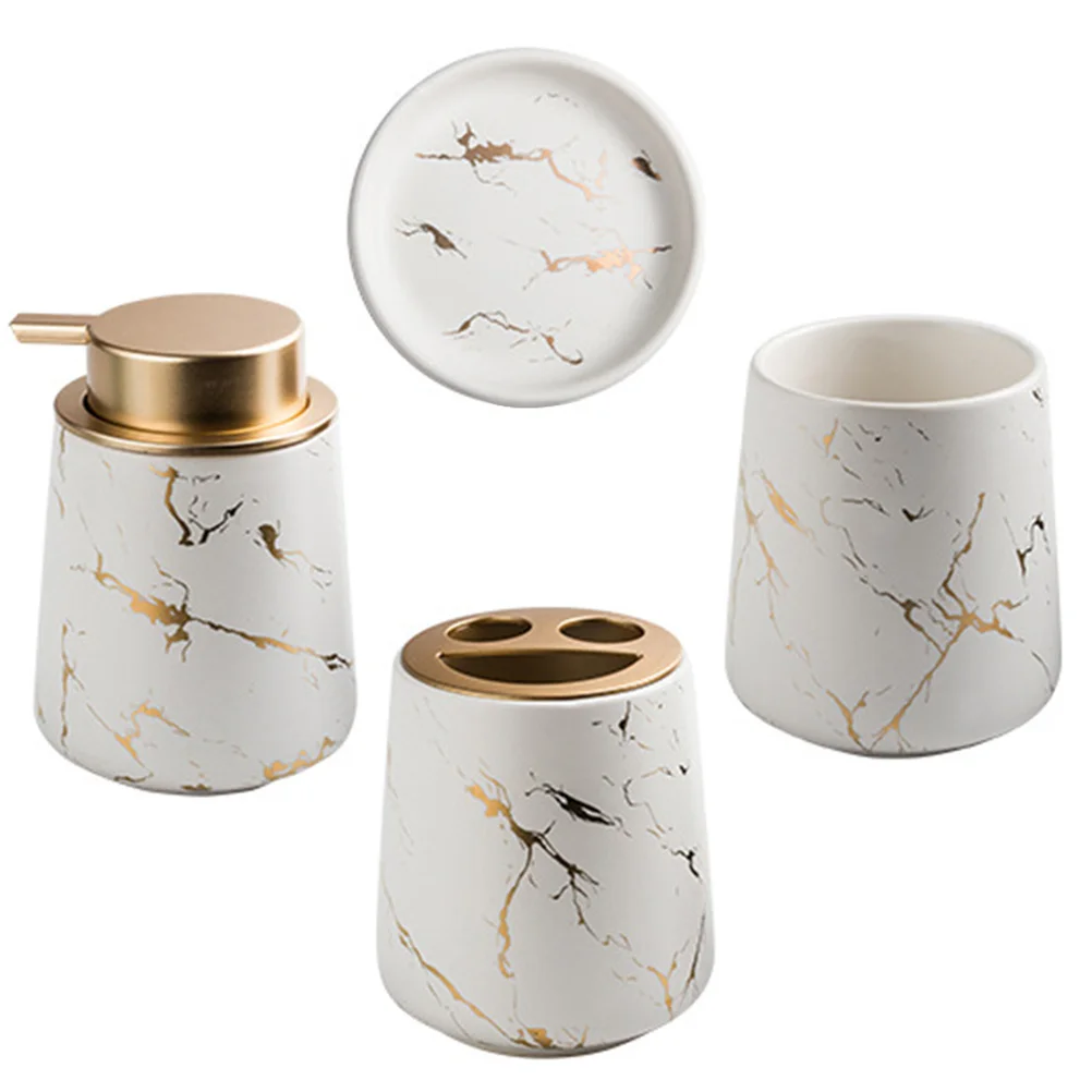 

1 комплект, керамический набор чашек для мытья ванной комнаты, темно-зеленый держатель для зубных щеток, чашка для зубной пасты, мыльница, лосьон, бутылка, органайзер для ванной комнаты