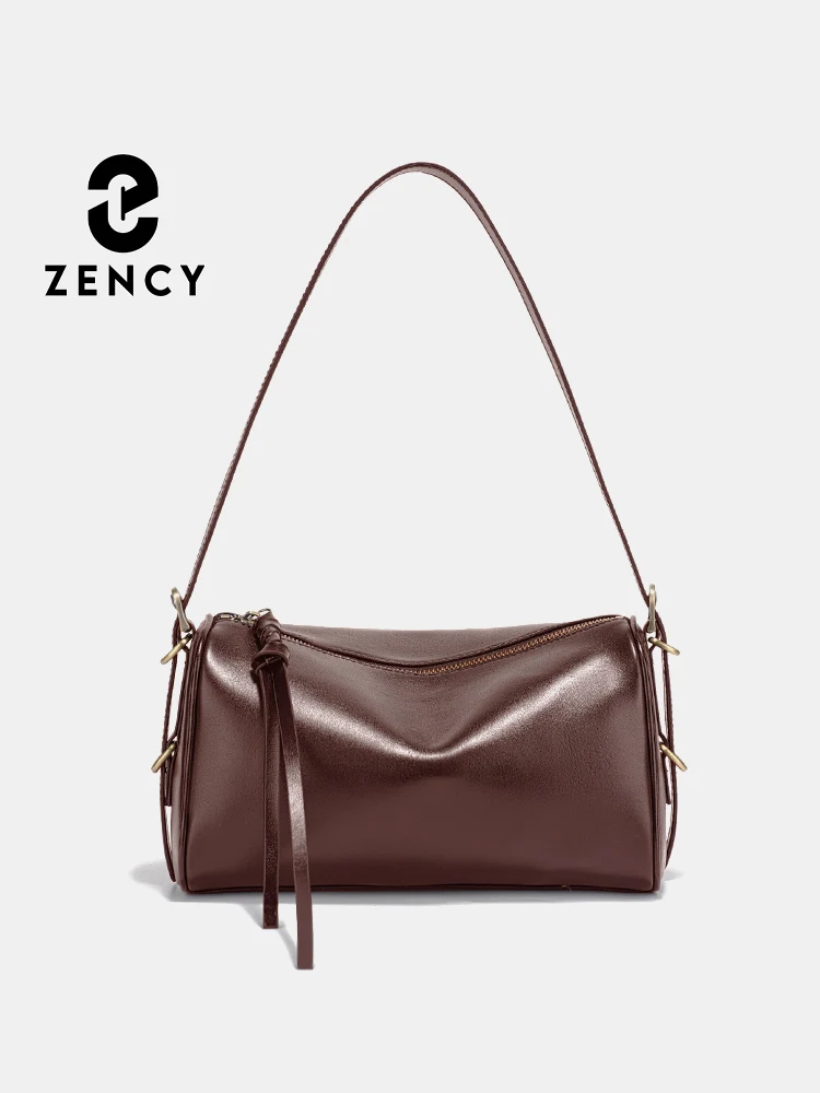 Zency Women's Genuine Leather Crossbody Bag 2026 New Fashion Single Shoulder Purse Cowhide Satchel Pillow Design for Commuter