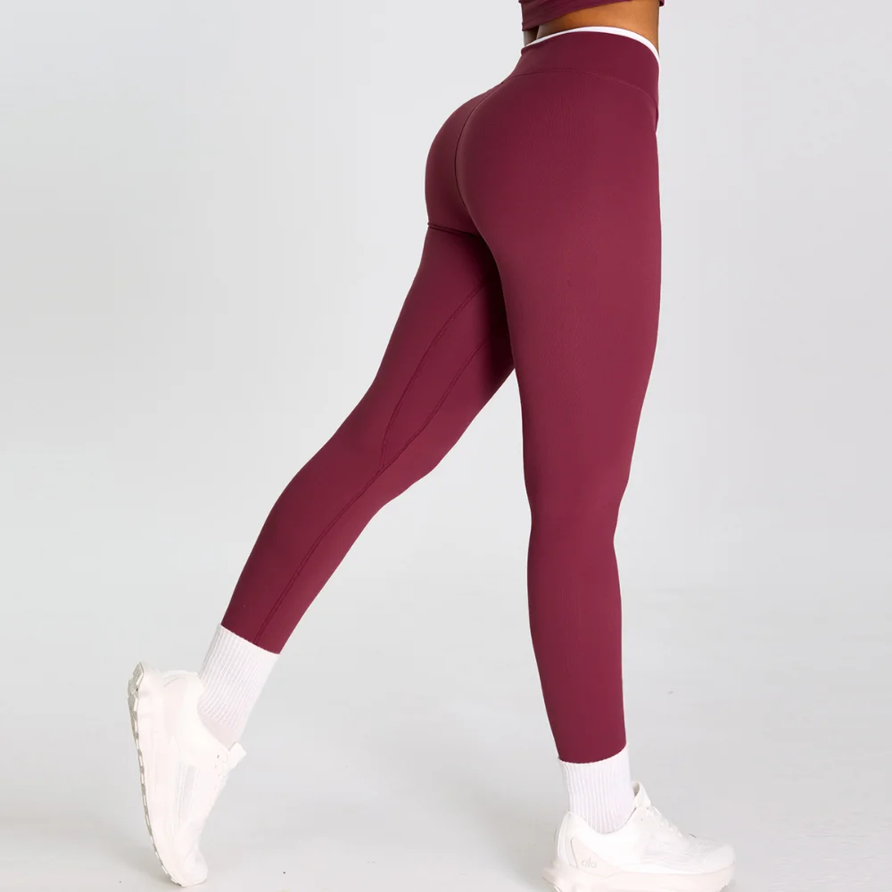 Women's High Waist V Cross Yoga Leggings Butt Lifting Tummy Control Squat Proof Solid Workout Pants Gym Running Fitness Leggings