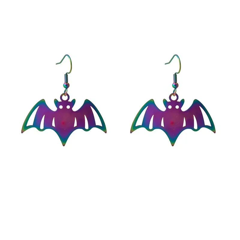 New Halloween Cool and Funny Earrings with Colorful Gradient Electroplating and Color Blocking, Minority Earrings, Elegant Festi