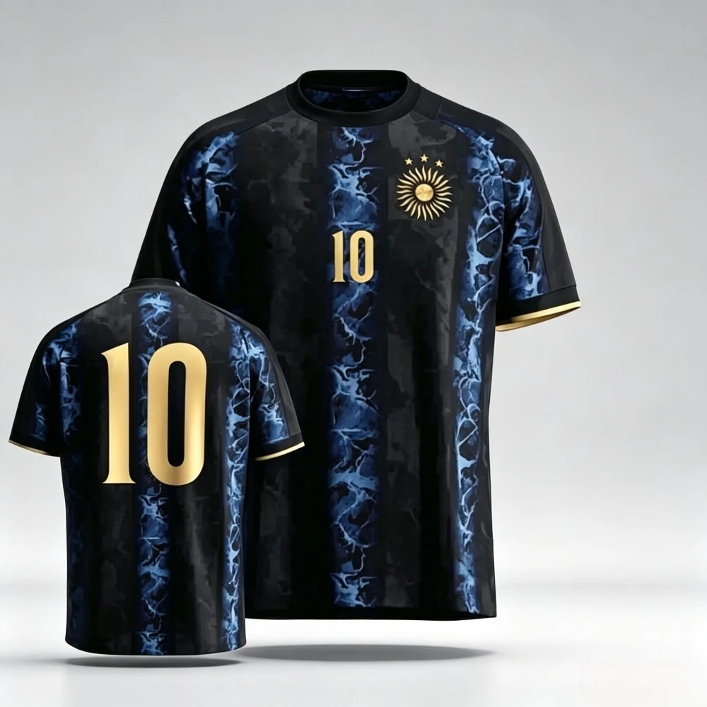 Dark Blue Crack Marble Stripe Badge Number Print Men Quick Dry Soccer Jersey Casual Sports Top