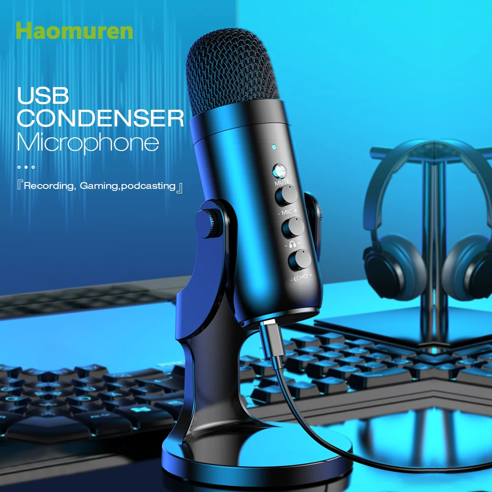 

Haomuren Professional USB Condenser Microphone Studio Recording Microphone for PC Phone Computer Gaming Youtube Streaming K66