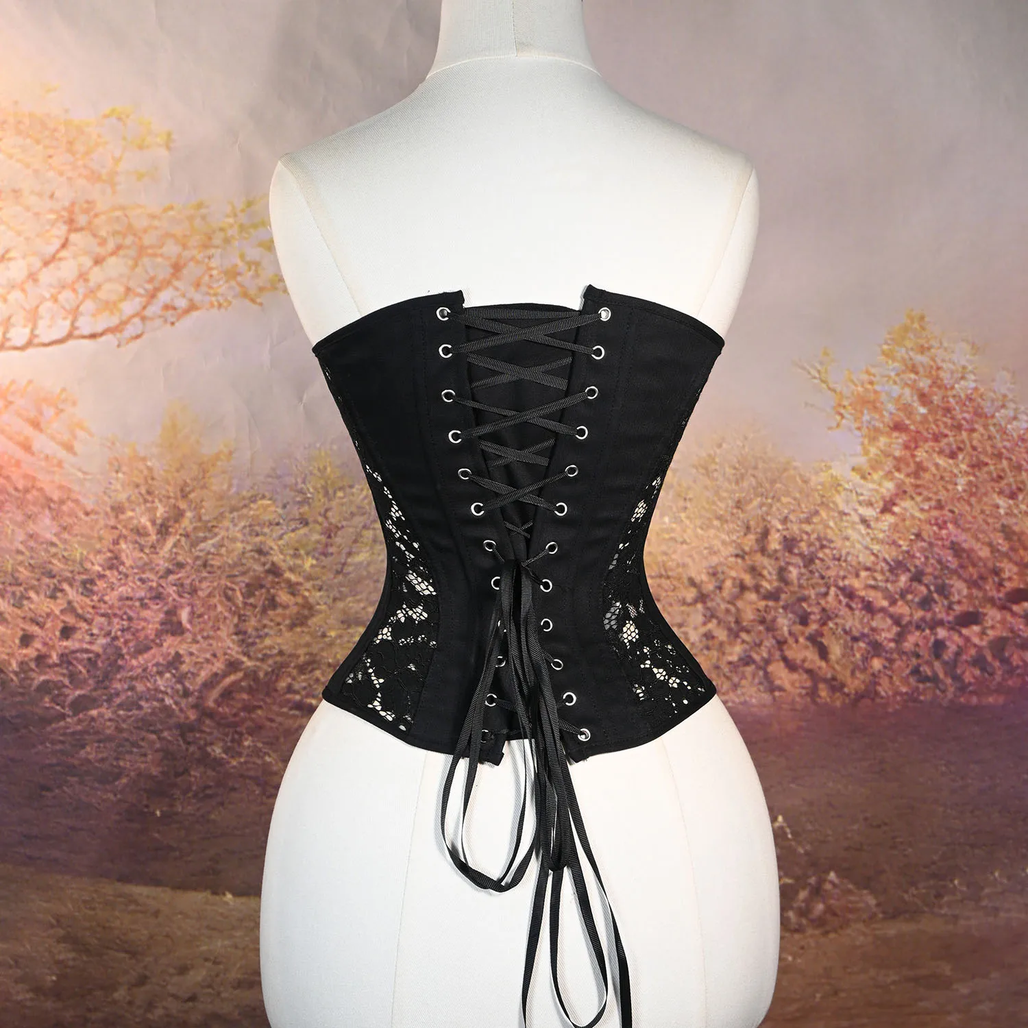 Women's Vintage Court Style Slimming Shaping Corset Top with Lace Twill Cotton Bodice Basic Versatile Fashion for Ladies