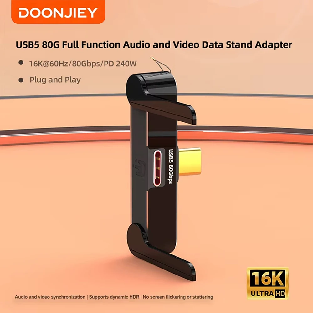 DOONJIEY Full Function Type C Phone Bracket Adapter 240W Fast Charging 16K 80Gbps Audio and Video Data Converter For iPhone 16\