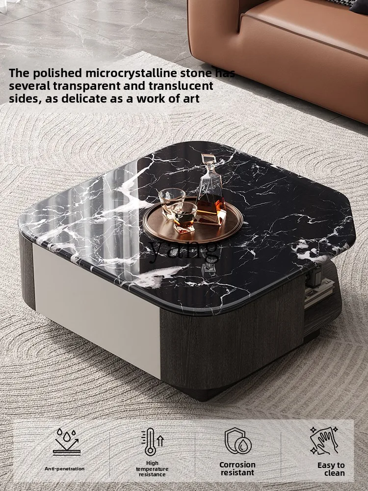 LH Modern Simple Microcrystalline Stone Coffee Table Sofa Side Combination Household Tea Table