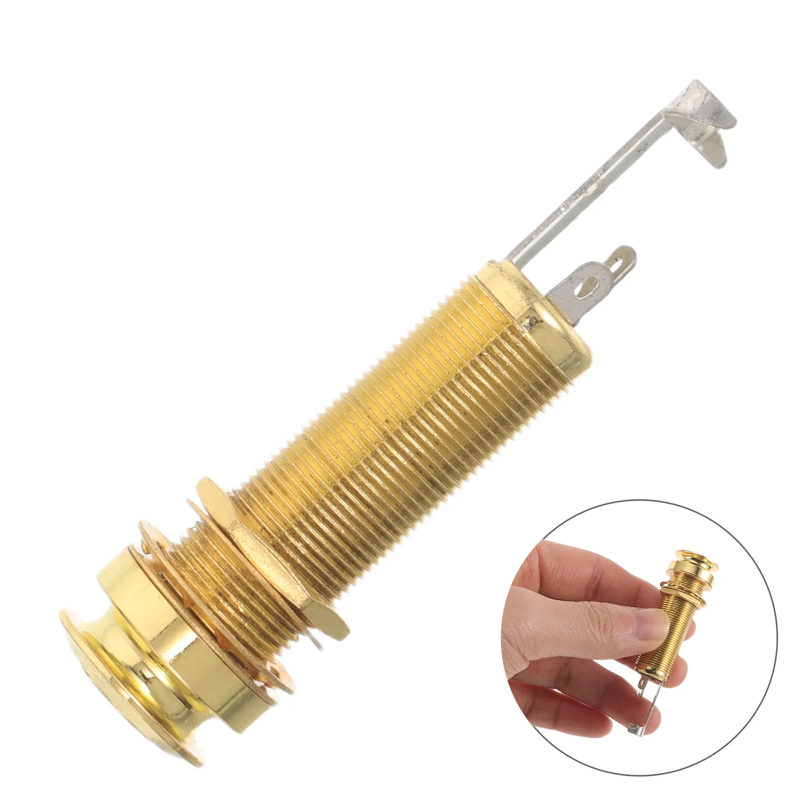 Guitar Endpin Jack 6.35mm Threaded Cylinder Output Socket Metal for Electric Acoustic Bass Guitar Repair Parts Replacement