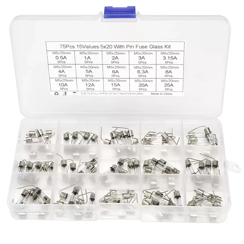 75Pcs 5×20mm Glass Fuse with P - огляд і ціна Diy Electronics Holder