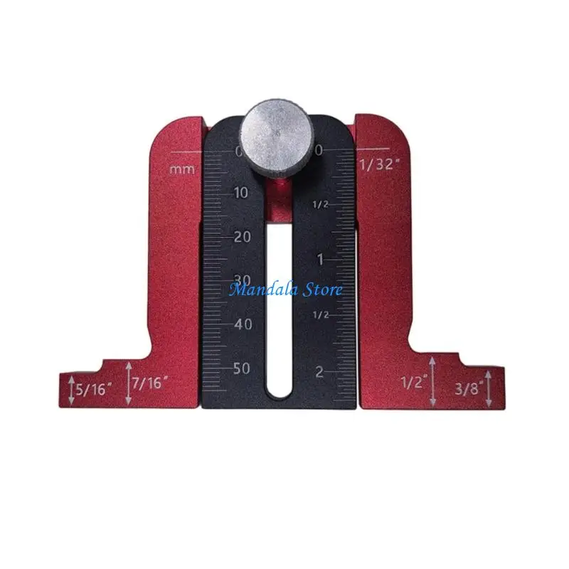 

U2JC Multipurpose Woodworking Measuring Tool Adjustable Height Gauge Ruler For Carpentry Workshops Red and Black Design