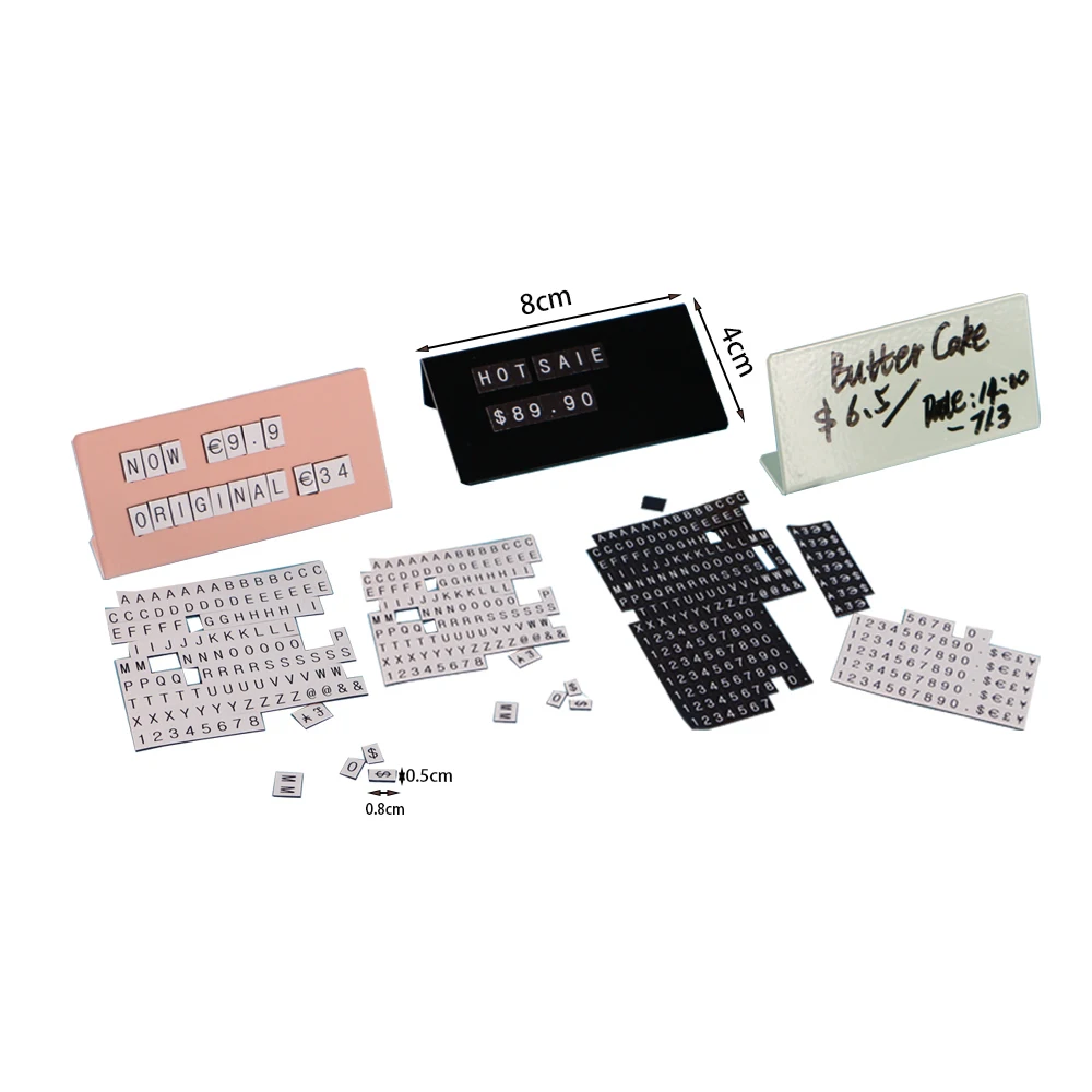 Metalen toonbankschild met verwisselbare letters - Magnetische prijs-/naamlabel voor restaurant en café - Op maat gemaakt staand display