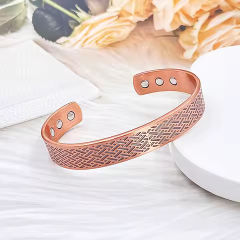 Vintage Pure Copper Magnetic Bracelet, Vintage Cuff Bangle, Perfect for Everyday Wearwith, Idea Jewelry Gift