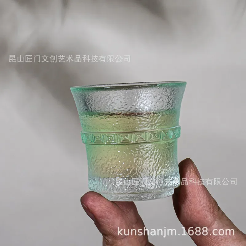 Handmade Glazed Teacup Small Ceramic Tea Cup Lost Wax Painting Process Traditional Style Kung Fu Tea Ware for Home Office Use
