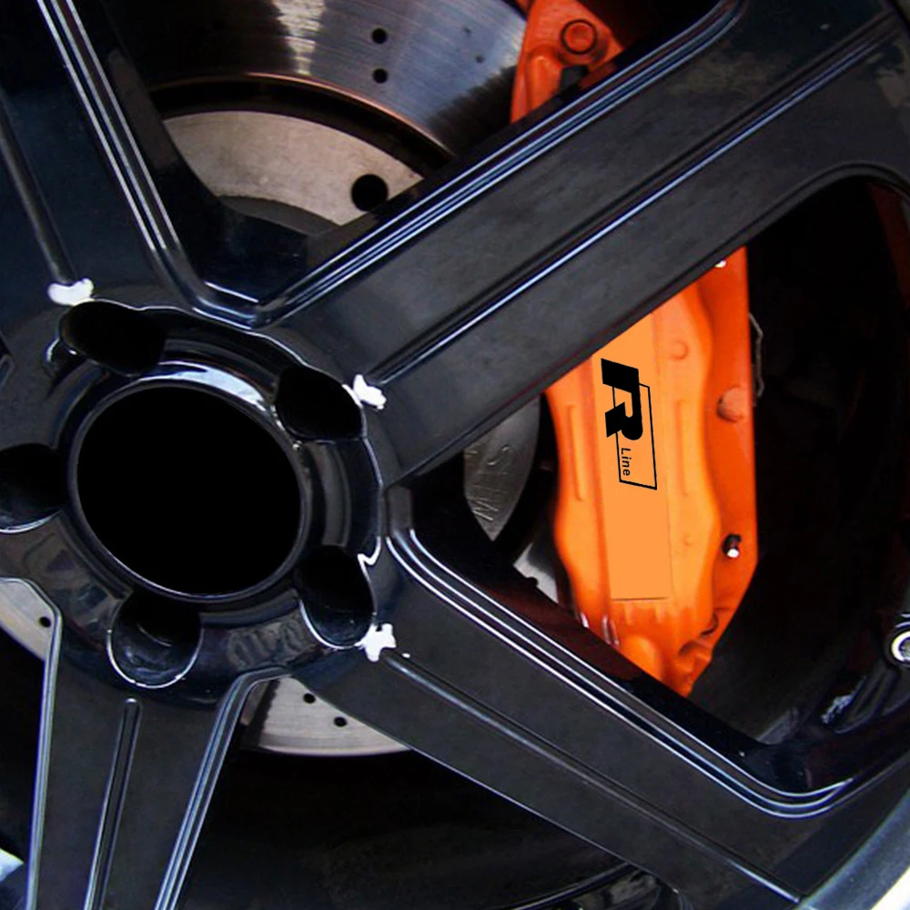 Calcomanías de Vinilo para Calibradores de Freno de Coche, 4 Piezas, para Volkswagen VW Rline Golf 3 5 Polo Passat GTI MK3 MK7 Tiguan Beetle