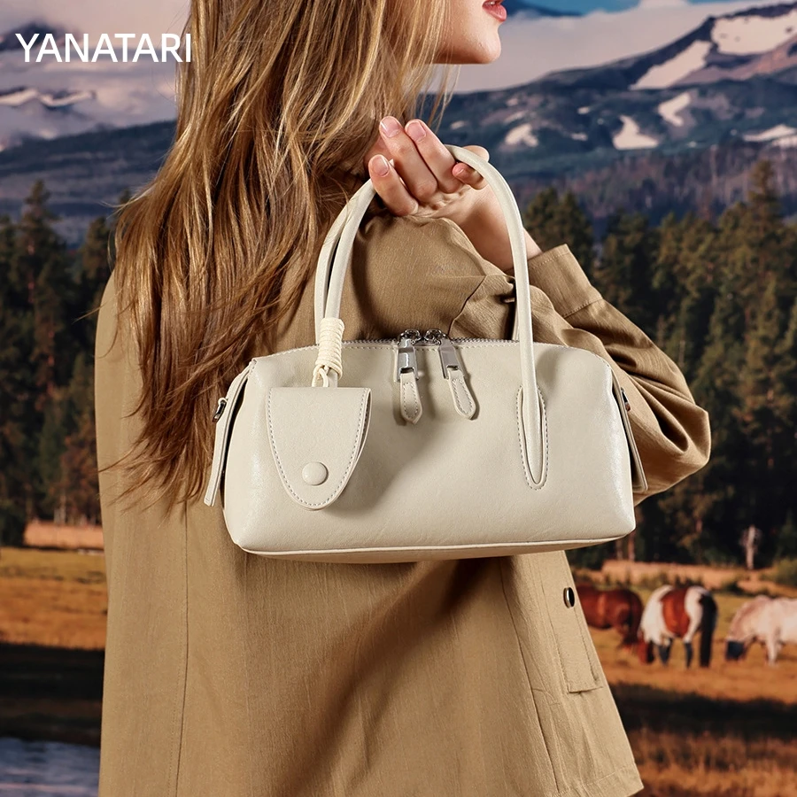YANATARI Luxury handbags female crossbody bags shoulder bag women bags new fashion 2026 genuine cowhide leather satchel