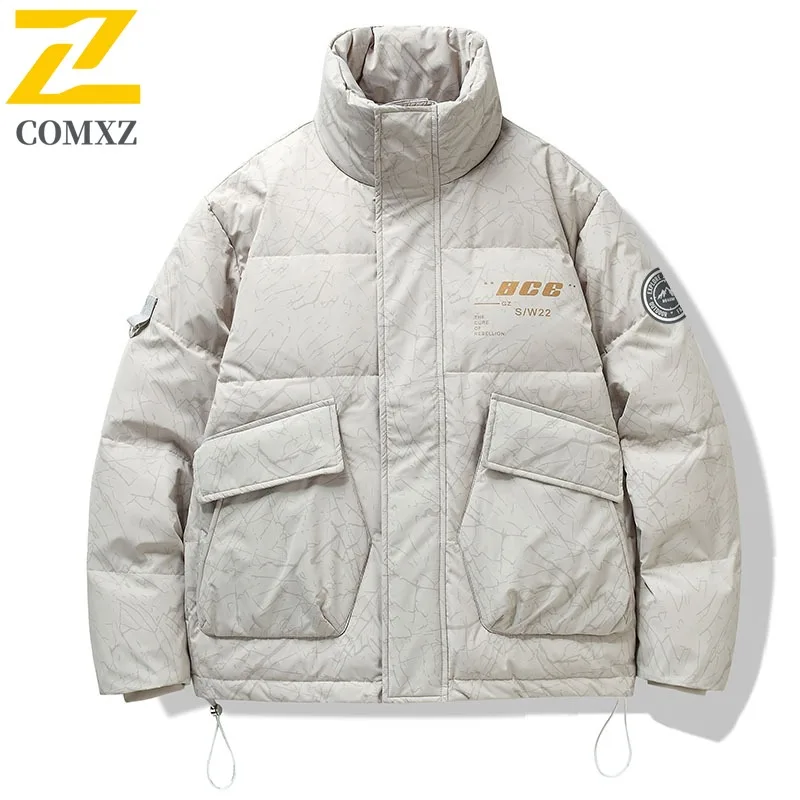

COMXZ мужской комфортный пуховик корейская мода воротник-стойка защита от холода пальто уличная утолщенная теплая зимняя ветровка