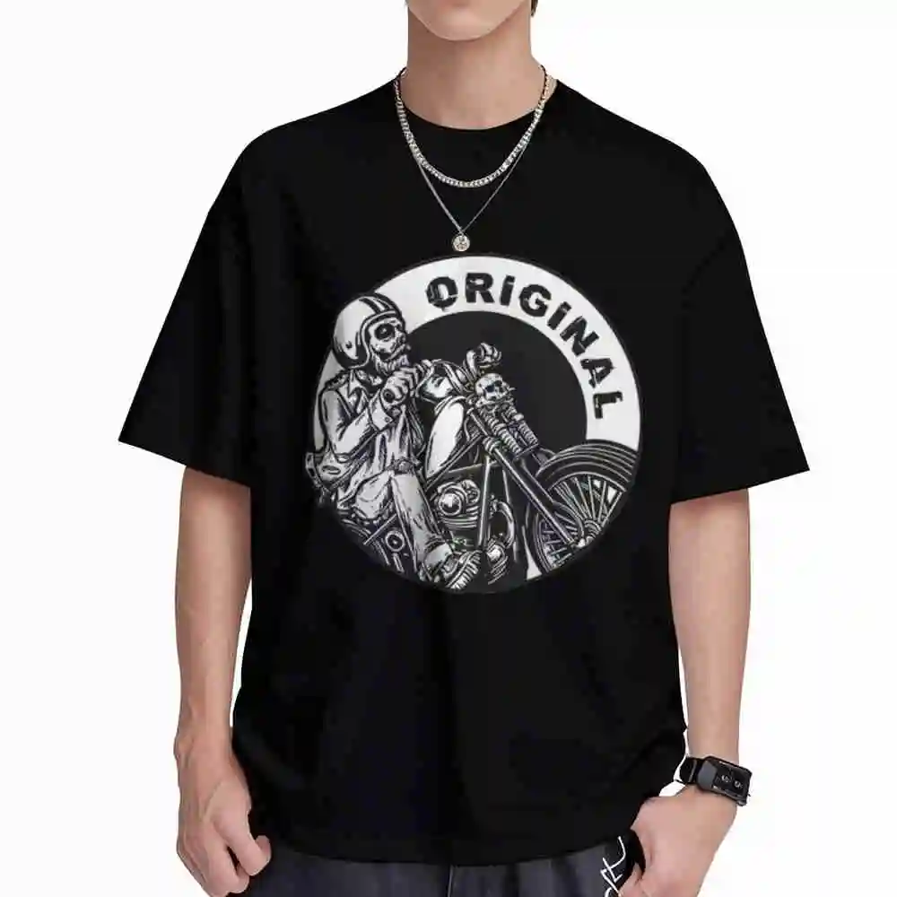 Skull Bike Rider Bikers Motorcycle Short Sleeve Tee 100% Cotton T-Shirt