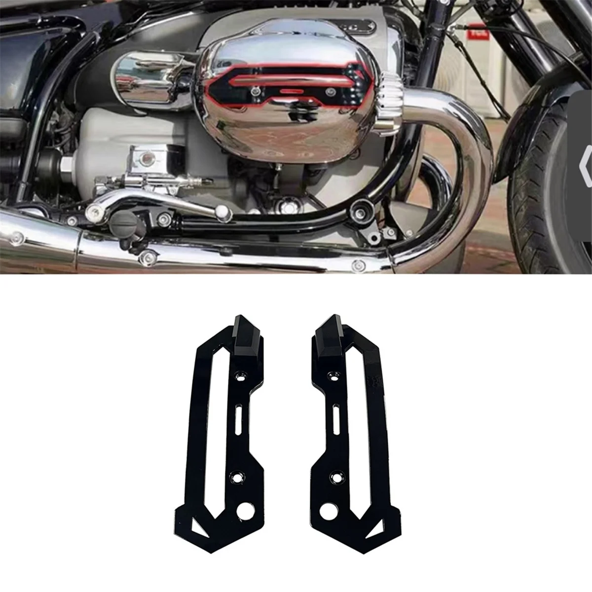 Motorcycle Engine Guard Frame Protection Cover For BMW R18 B Classic Transcontinental(Black)