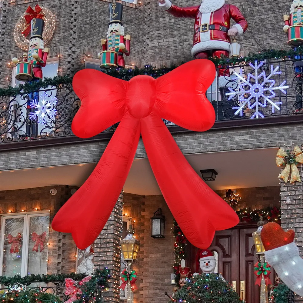 

2,1 м Рождественский милый надувной бант со светодиодной подсветкой, уличное украшение для газона для дома, сада, зимнего праздника, вечеринки, декор