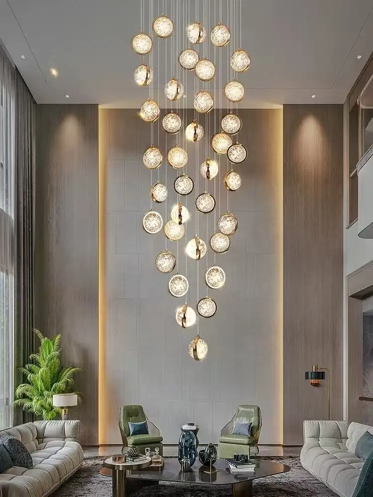 

American style Transparent Glass ball Bubble chandelier,lustre ceiling Hardware Height adjustable for Hotel villa lobby Dimmable
