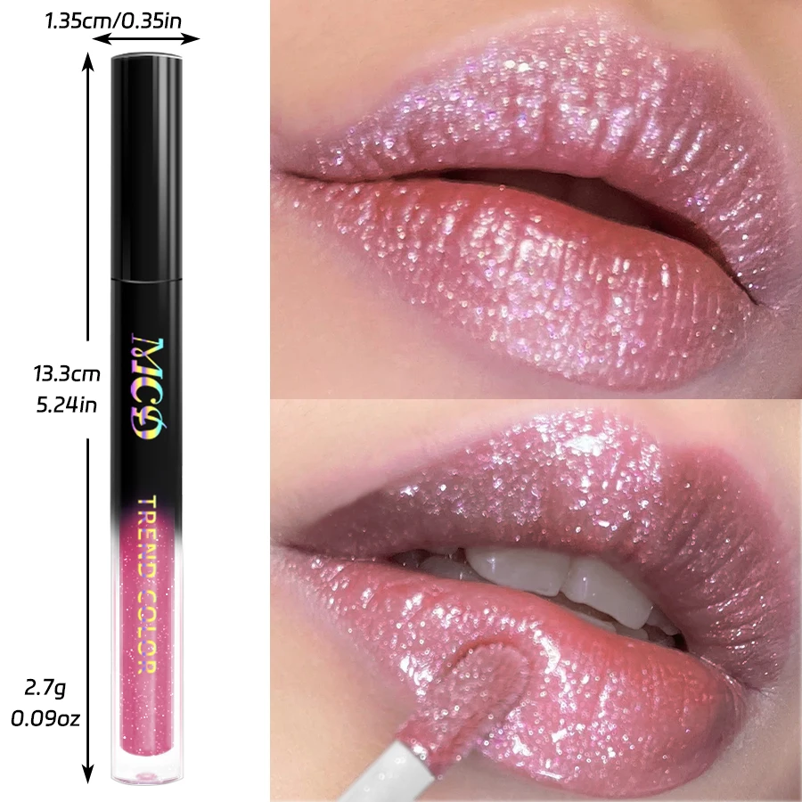 1Pc Langdurige Sprankelende Parelmoerachtige Make-Up Set - Shimmer Vloeibare Lippenstift & Glitter Oogschaduw-Waterdicht, Sterk Gepigmenteerd,