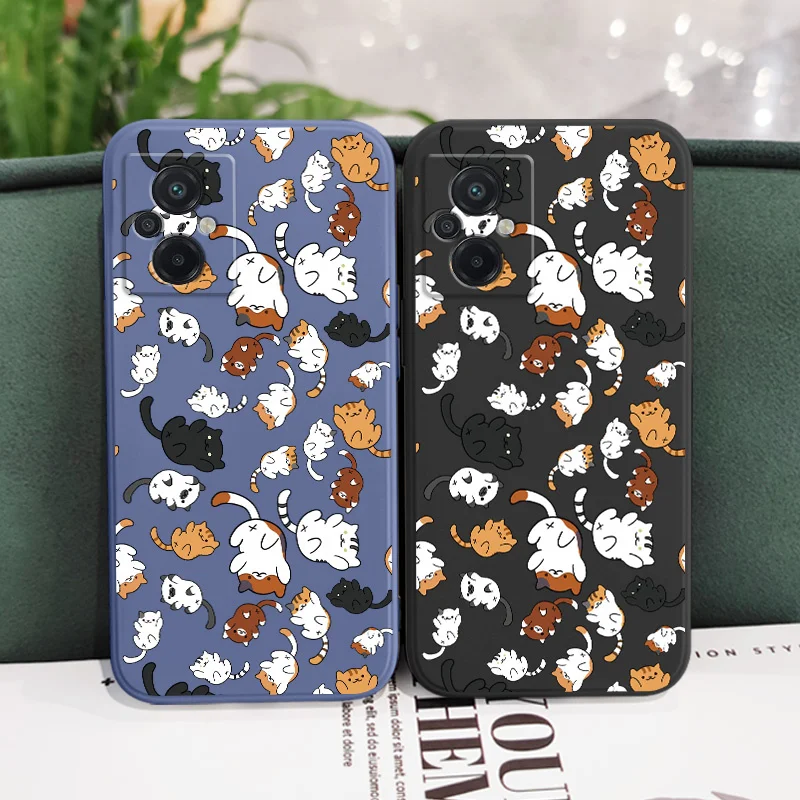 Cat Rolling Phone Case For Xiaomi Poco M6 X6 F6  M5 M5S F5 X5 F4 X4 M4 F3 X3 M3 F2 X2 Pro C40 4G 5G GT Liquid Silicone Cover