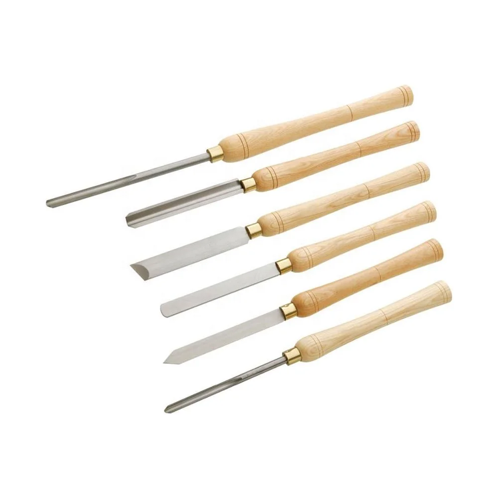 CHANSEN Item LC06 Hot Sale 6 Piece HSS Wood Lathe Turning Chisel Set with Ash Tree Handles in Wooden Case