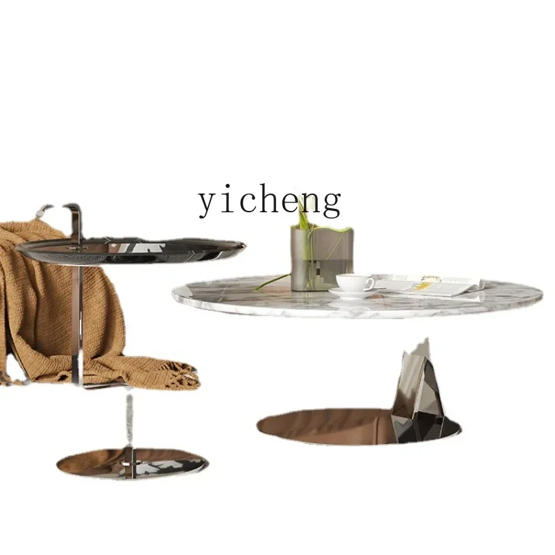 

Natural Marble Tea Table Living Room Home round Size Combination Advanced Tea Table