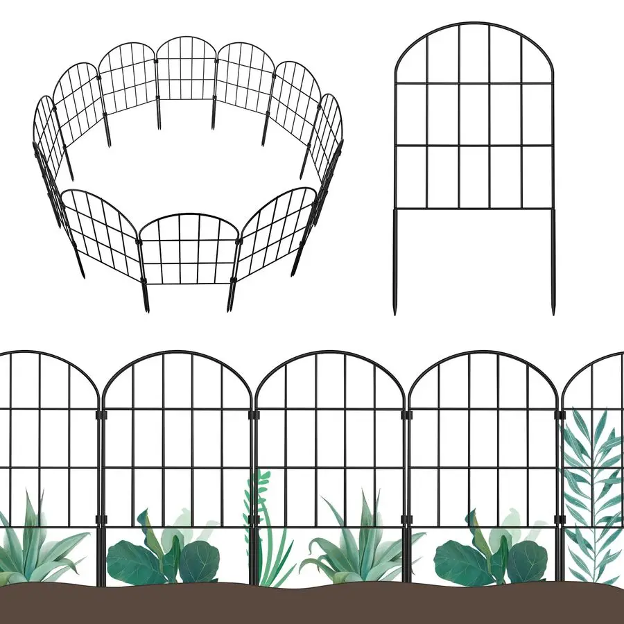 

Декоративные садовые панели-ограждения 6,2 м (длина) x 60 см (высота), барьер для животных, забор без копки, нержавеющая металлическая проволочная панель-ограждение, бордюр А