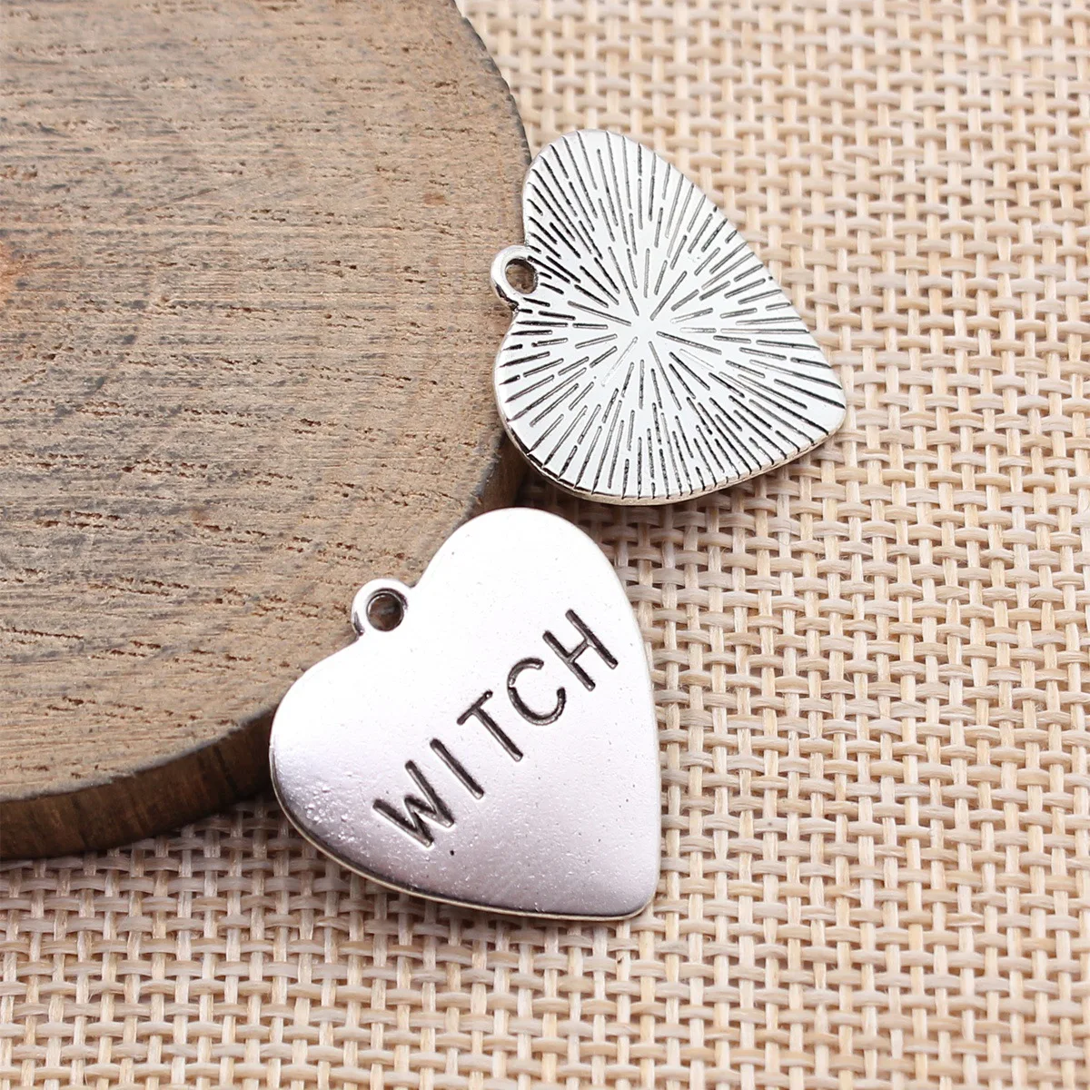 10pcs 24x23mm Antique Silver Color Witch Heart Tag Pendant Handmade Jewelry Making Accessories