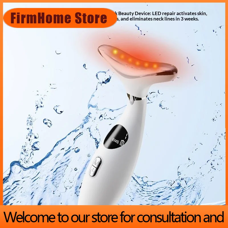 FirmHome StoreWholesale Neck & Face Beauty Massager: Triple Care Technology, Green/Blue/Red Light Options, CE Certifiable
