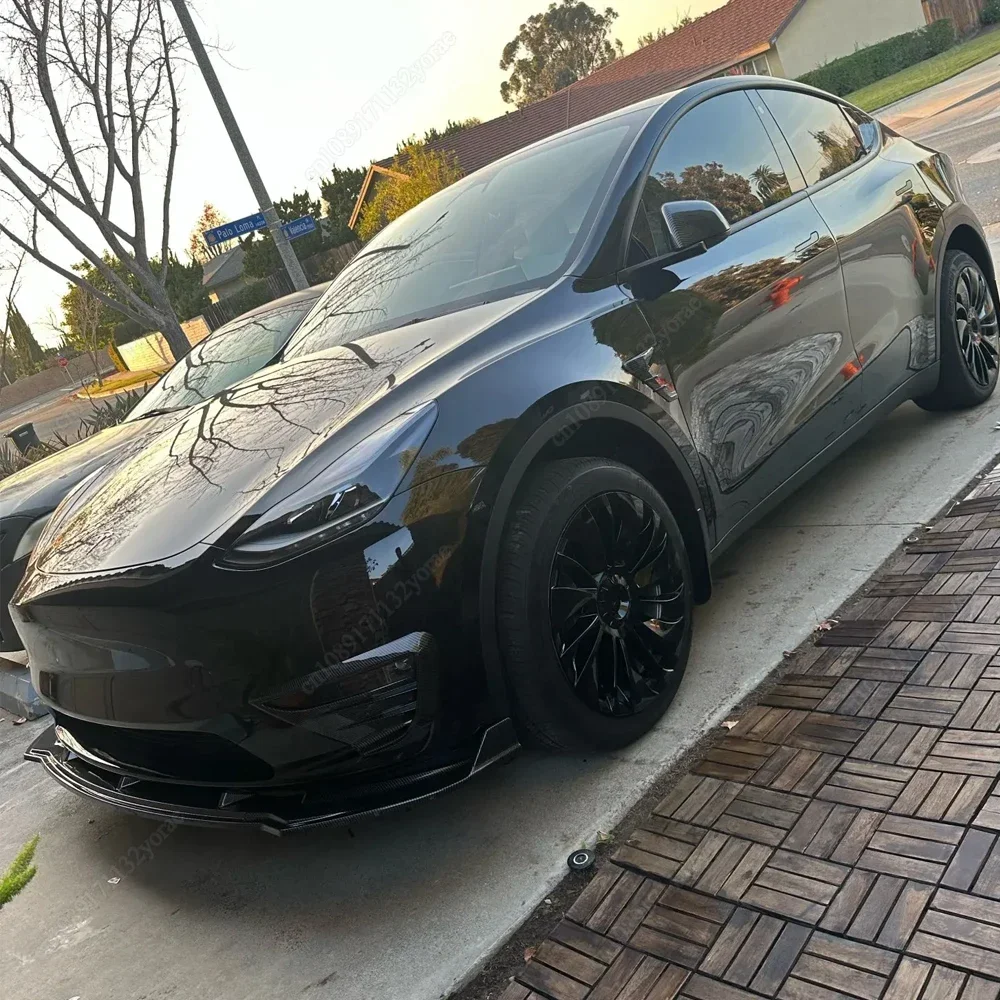 For Tesla Model Y 2020-2024 Front Lower Bumper Lip Spoiler Car Modification Bodykit Bumper Diffuser Protector Gloss Black Tuning