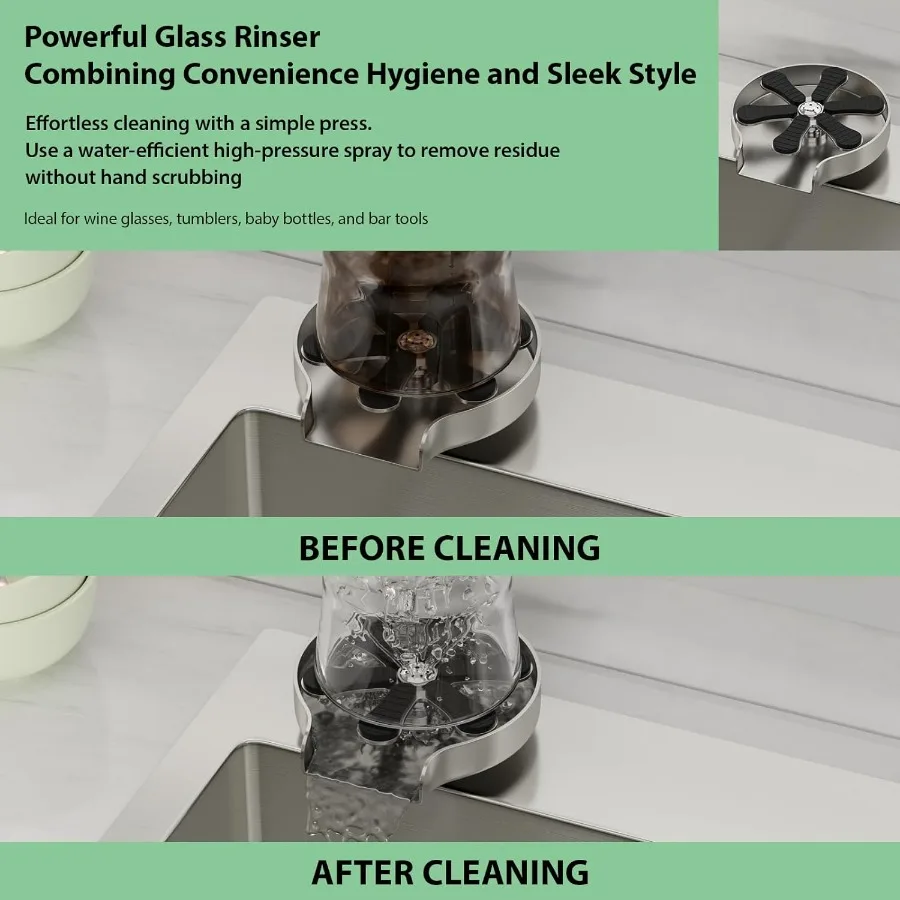 36 قطرة في حوض المطبخ مع صنبور قابل للسحب وموزع صابون للمطابخ الحديثة - وعاء فردي من الفولاذ المقاوم للصدأ فوق العداد #6