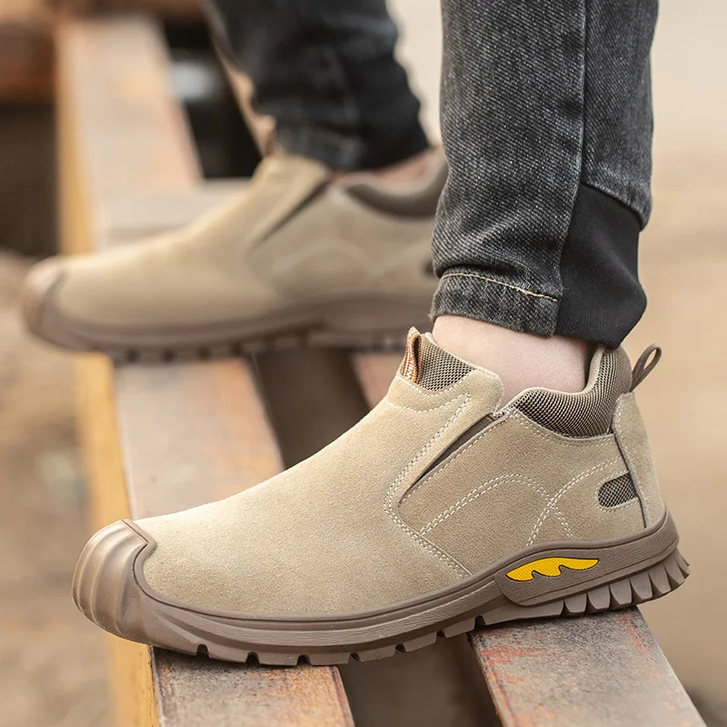 large size mens fashion steel toe covers work safety shoes tooling security boots cow suede leather welding sneakers footwear