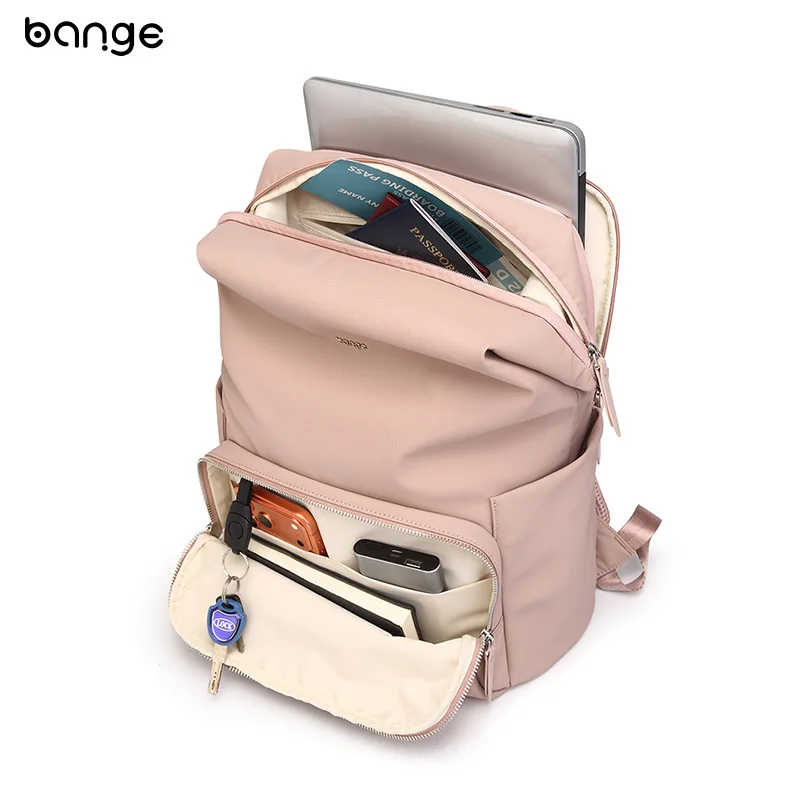 BANGE Fashionable Lightweight Water Resistant Laptop Backpack for Women with Luggage Strap for Commute Work Travel