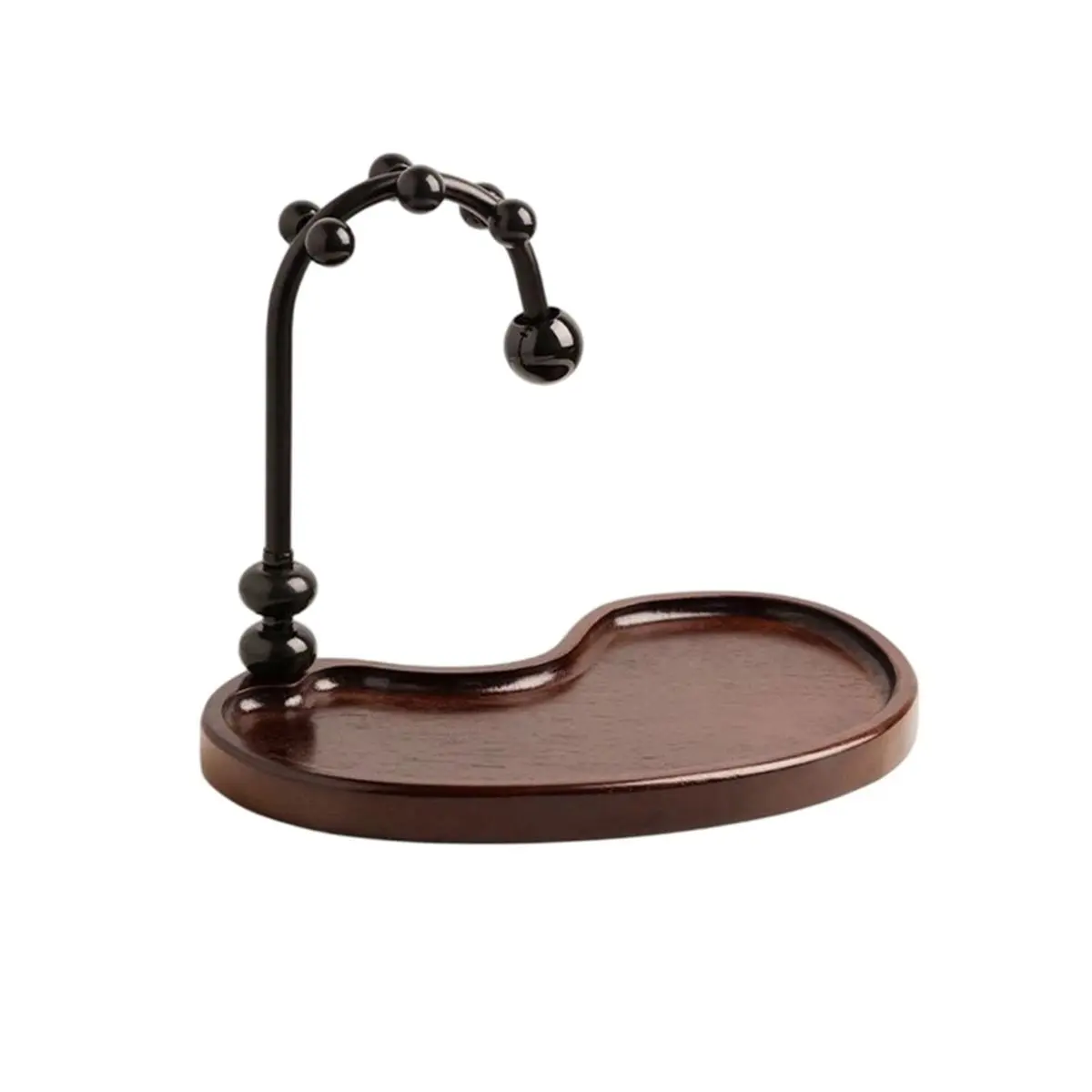 《TOP RATED》Solid Wood Key Holder Organizer with Metal Arched Stand, Desktop Entryway Key Rack Storage Tray, Mid-Century Home Dec