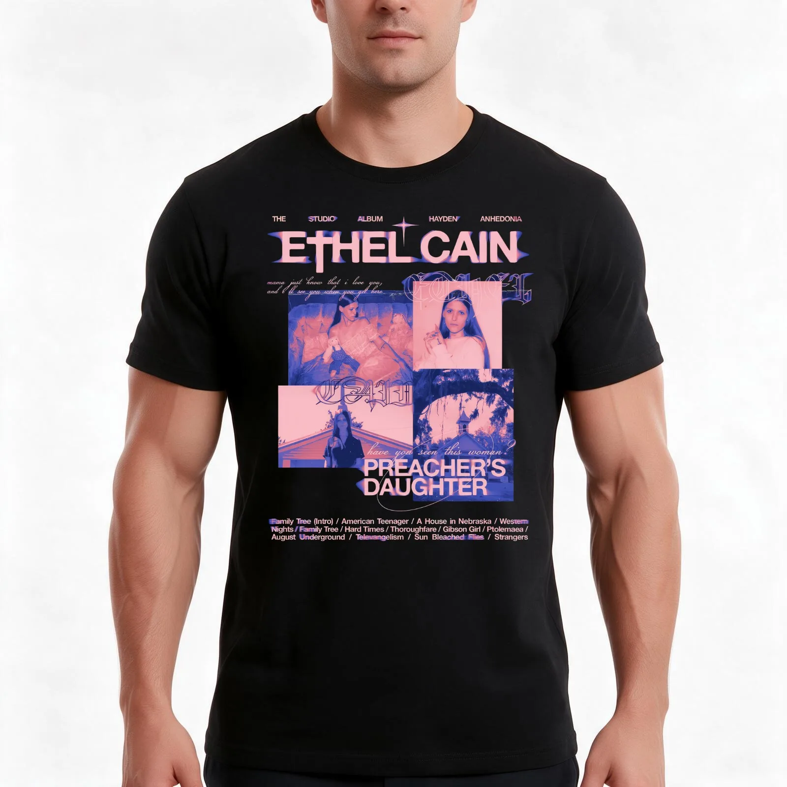 Ethel Cain Preachers Daughter T-Shirt, Summer Casual Cotton Tee, Oversized Streetwear Tops, Vintage Graphic Print, 100% Cotton