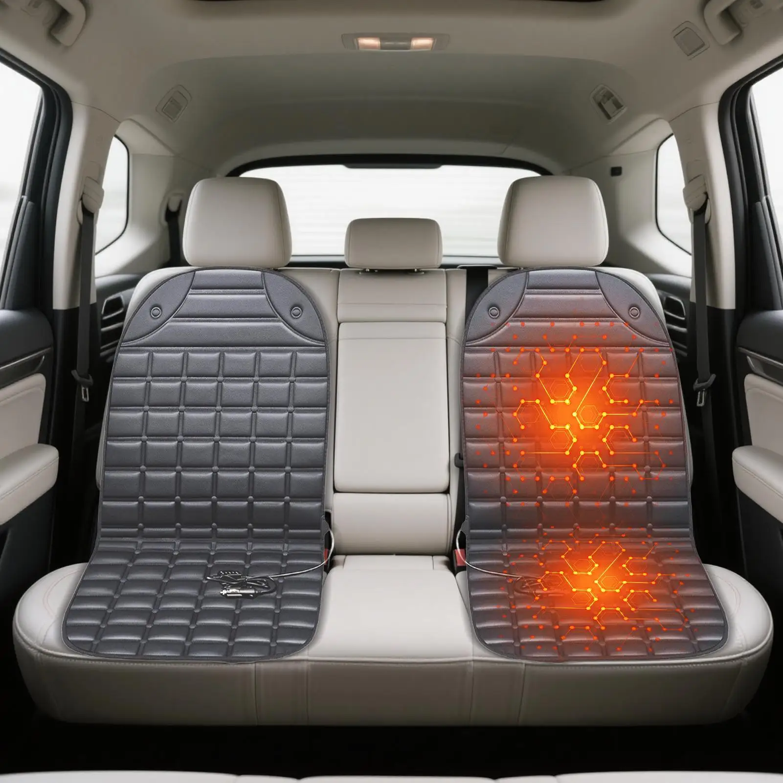 

Car Heated Seat Cover 12V Vehicle Winter Supplies Automotive Seat Warmer For Cars Trucks SUVs RVs Drivers Travelers Winter