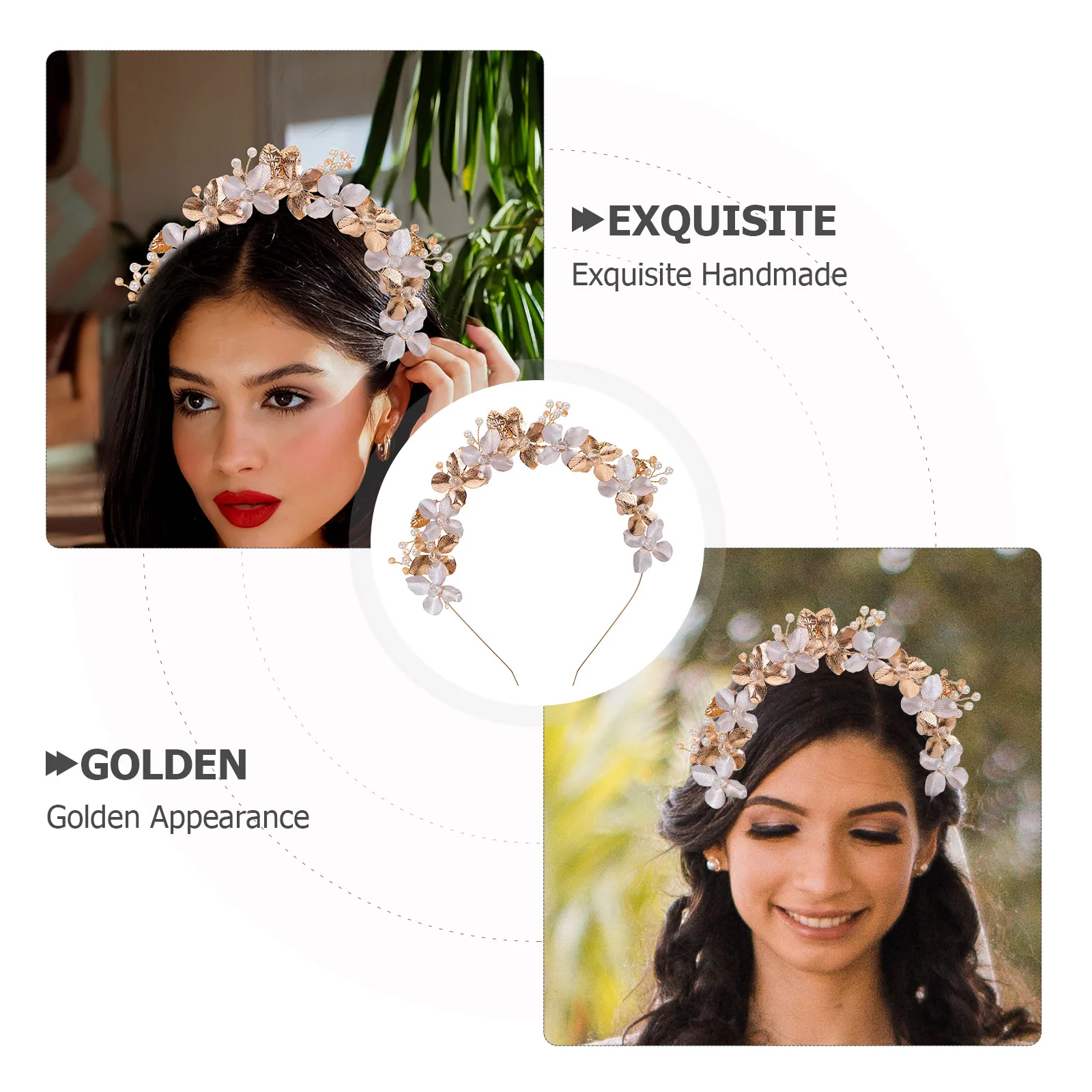 

Floral Wedding Hairband Headpiece Zinc Alloy Metal Flower Headband For Bridal Party Prom Brides Bridesmaid Bridal Hair