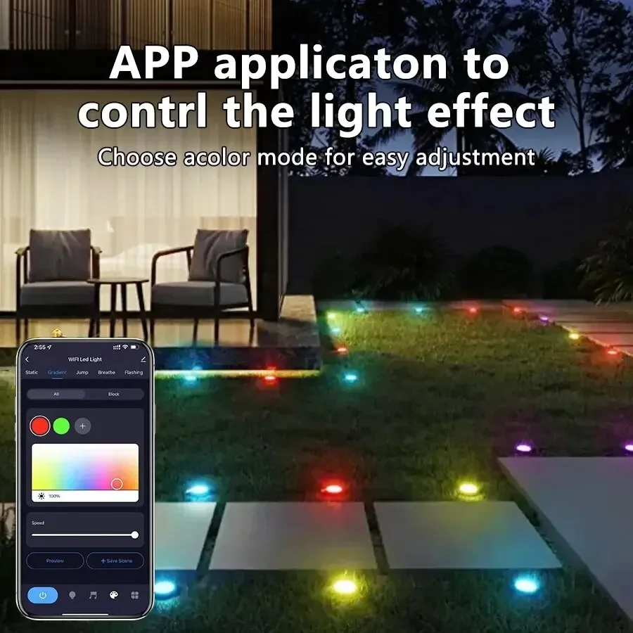 10 Meters Smart Lawn Lamp 20LED String Light RGB Remote Control Bluetooth App Dimmable Festoon for Outdoor Party Garden Decor