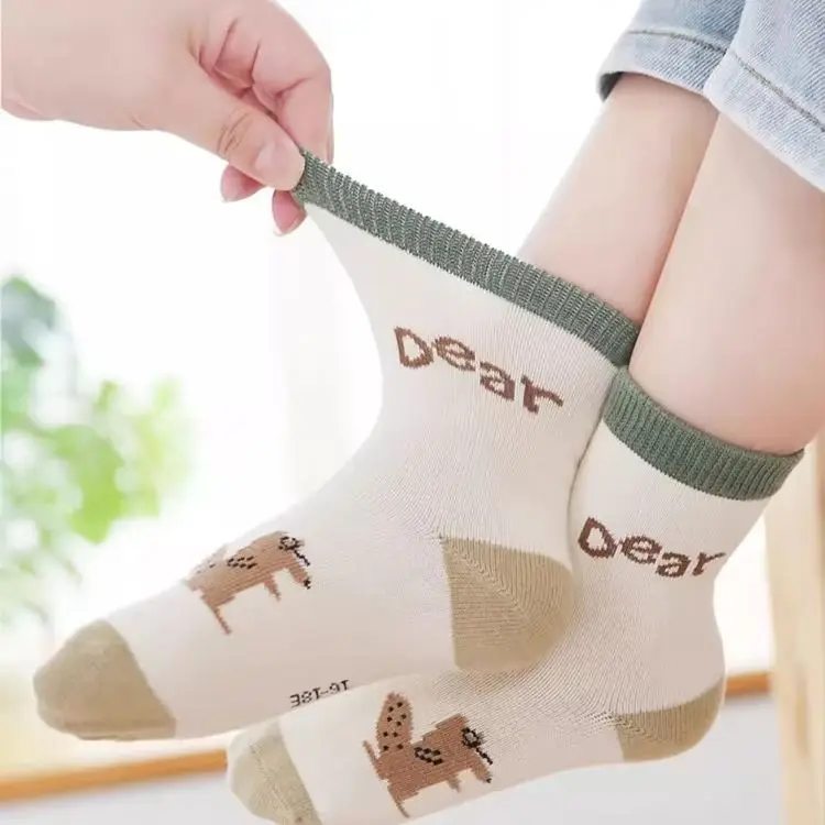 SShu Kids Socks Spring  Autumn Socks Squirrel Cartoon Children's Socks Breathable Toddler Baby Cotton Socks 5 Pair