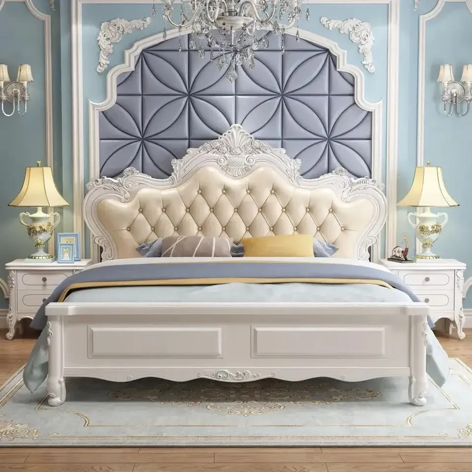 Modern High End Bed Minimalist Headboard Design Reading Light Luxury Bed High Quality Fashionable European Muebles Furniture